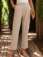 Ruched Half Elastic Waist Pants - VacationGrabs