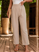 Ruched Half Elastic Waist Pants - VacationGrabs