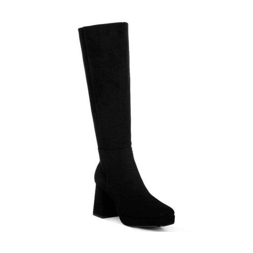 Ryo Calf-Length Micro Suede Boots - VacationGrabs