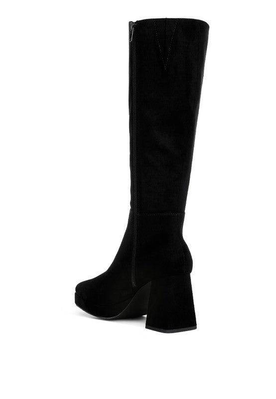 Ryo Calf-Length Micro Suede Boots - VacationGrabs