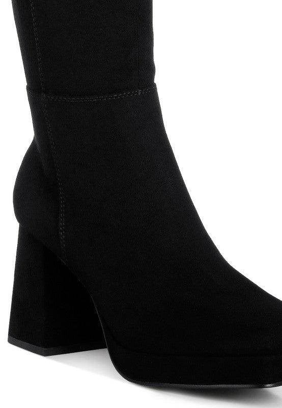 Ryo Calf-Length Micro Suede Boots - VacationGrabs