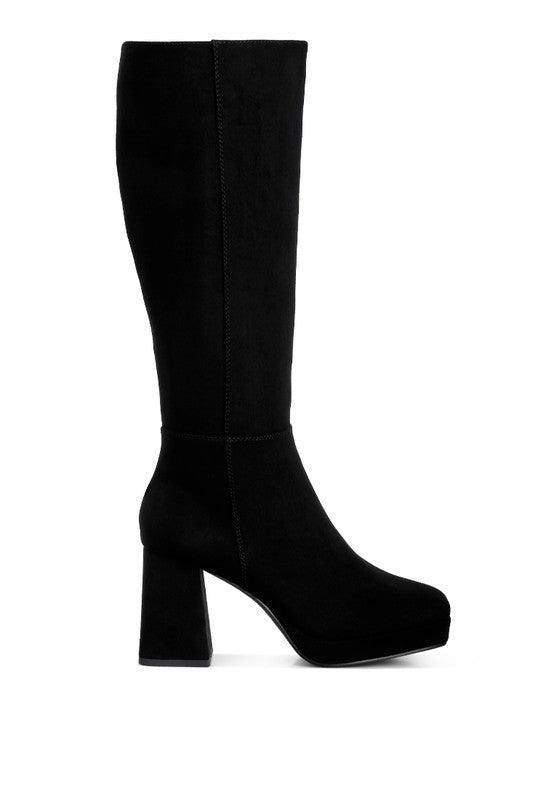 Ryo Calf-Length Micro Suede Boots - VacationGrabs