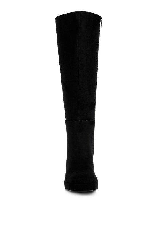 Ryo Calf-Length Micro Suede Boots - VacationGrabs