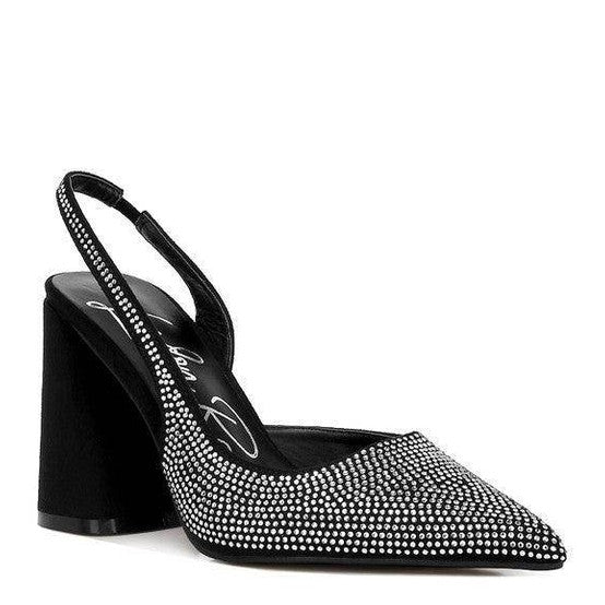 Saranna Rhinestone Embellished Suede Heel Sandals - VacationGrabs