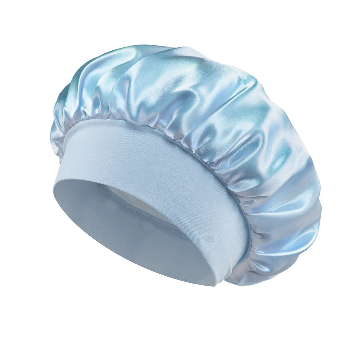 Blue satin lined hair bonnet for long hair, soft and stylish