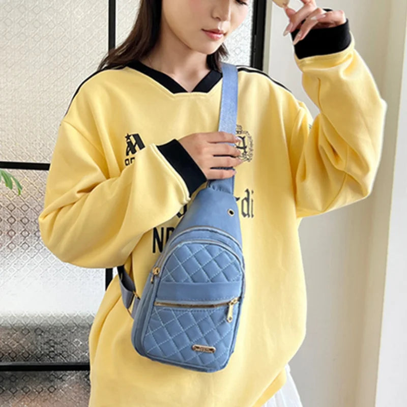 Blue quilted crossbody bag, perfect for daily use and travel, quality travel bags