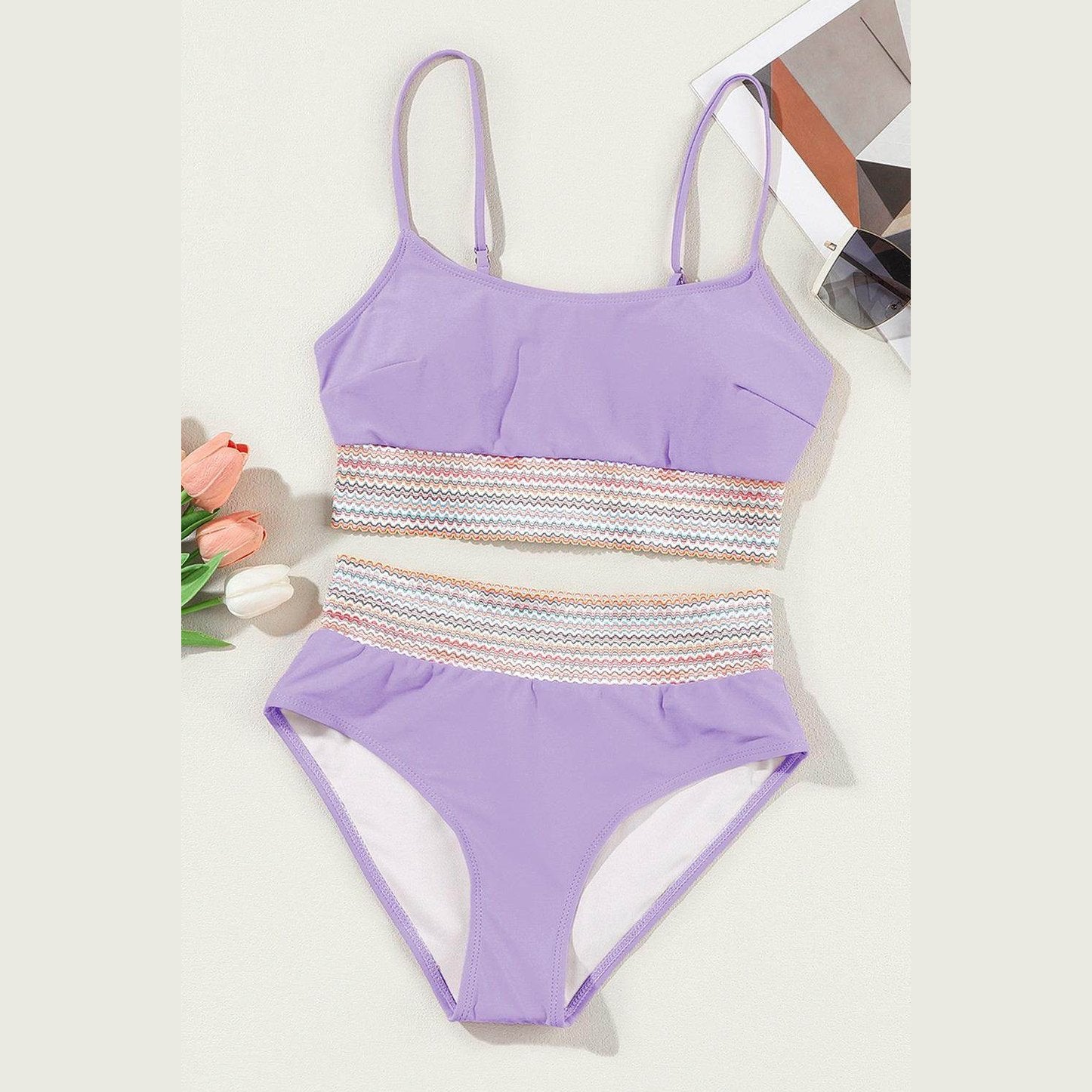 Scoop Neck Spaghetti Strap Bikini Set - VacationGrabs
