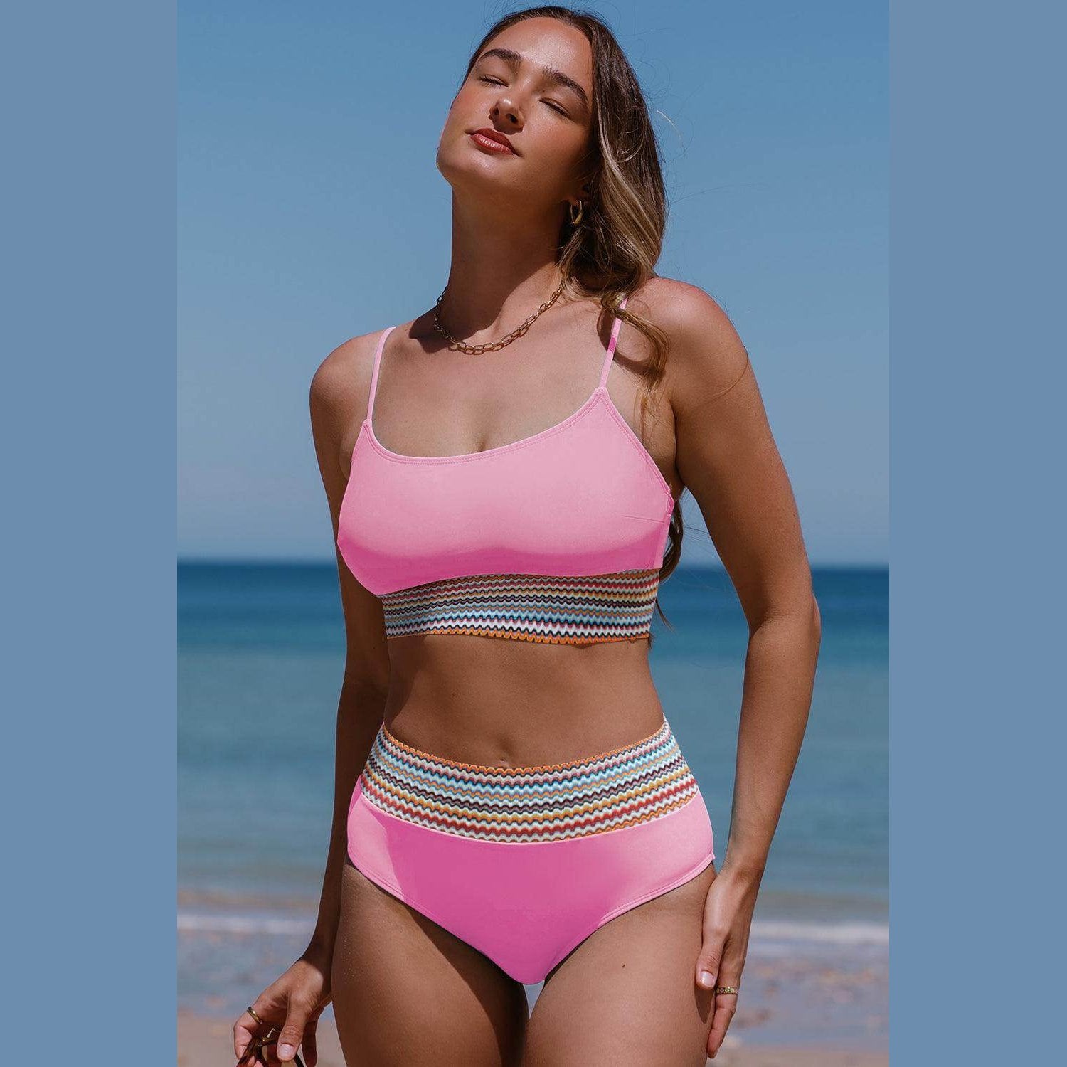 Scoop Neck Spaghetti Strap Bikini Set - VacationGrabs