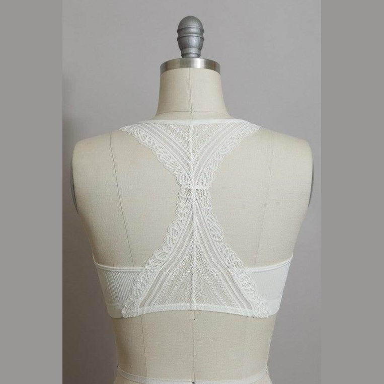 Seamless Front Lace Racerback Bralette - VacationGrabs