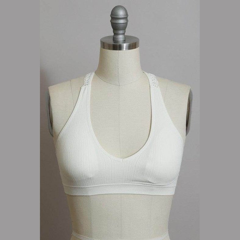 Seamless Front Lace Racerback Bralette - VacationGrabs