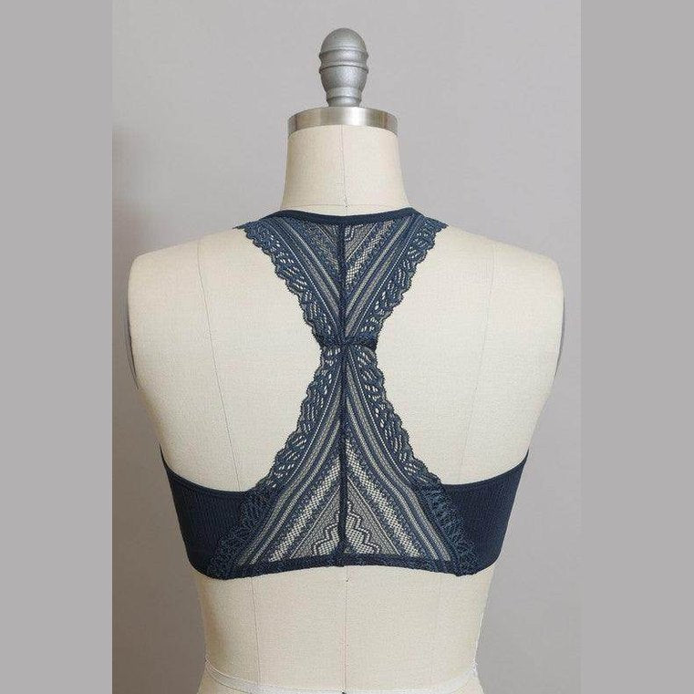 Seamless Front Lace Racerback Bralette - VacationGrabs