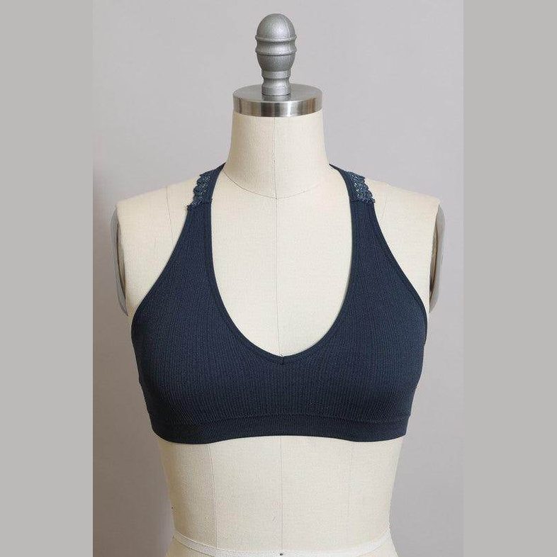 Seamless Front Lace Racerback Bralette - VacationGrabs