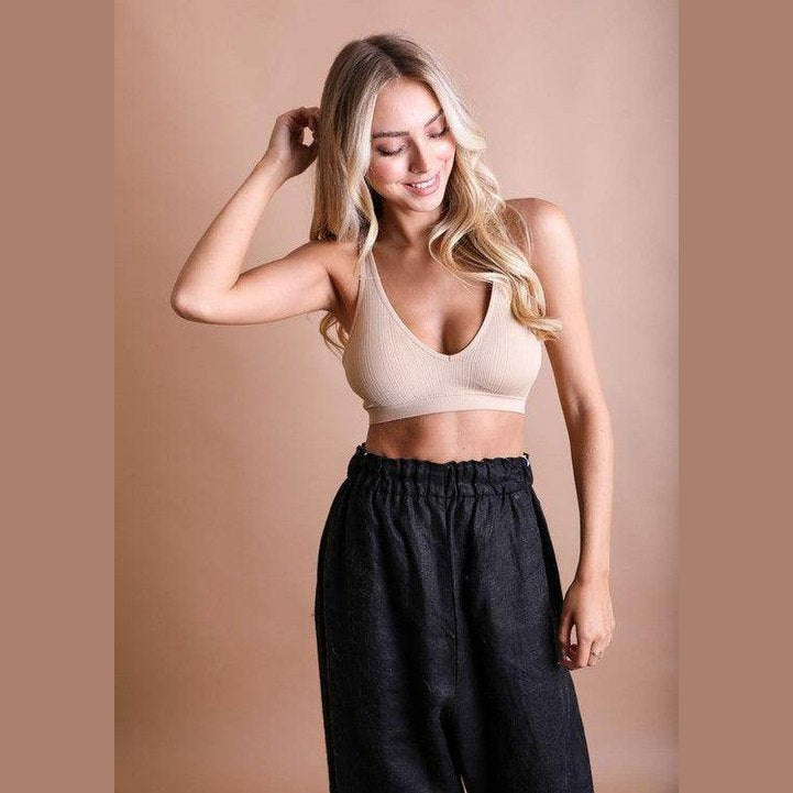 Seamless Front Lace Racerback Bralette - VacationGrabs