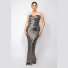 Sequin V-Bar Crisscross Formal Evening Dress - VacationGrabs