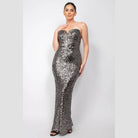 Sequin V-Bar Crisscross Formal Evening Dress - VacationGrabs