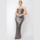 Sequin V-Bar Crisscross Formal Evening Dress - VacationGrabs
