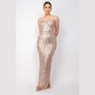 Sequin V-Bar Crisscross Formal Evening Dress - VacationGrabs