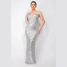 Sequin V-Bar Crisscross Formal Evening Dress - VacationGrabs
