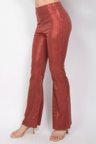 VacationGrabs women's sequined fit and flare pants clubwear in shimmering rust color