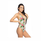 Beach Joy Bikini women's 1PC sexy tropical vacation swimsuit with floral and leaf print