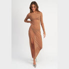 Emory Park sheer cover up dress in tan with long sleeves and side slit for a stylish beach look