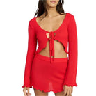 Sheer Long Sleeve Cardigan With Front Tie - VacationGrabs