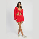 Sheer Long Sleeve Cardigan With Front Tie - VacationGrabs