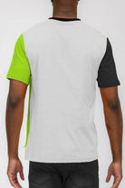 Men's WEIV short sleeve vacation t-shirt with colorful block design on the back