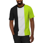 Men's WEIV short sleeve vacation t-shirt with modern color-block design in black, white, and green