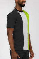 WEIV Men's Short Sleeve Vacation T-Shirt in Black, White, and Green Stylish Design