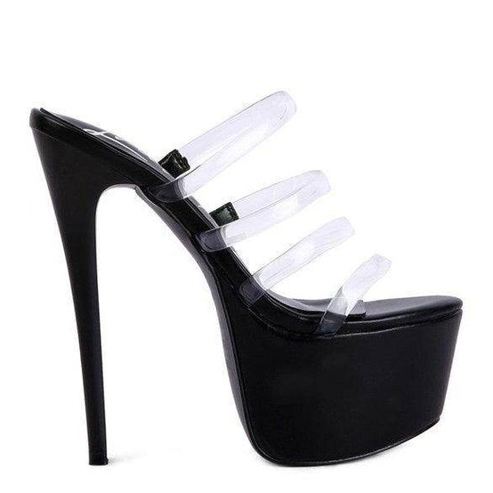 Shots Up Ultra High Heel Clear Straps Sandals - VacationGrabs