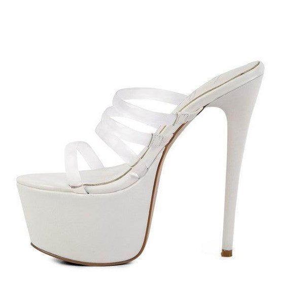 Shots Up Ultra High Heel Clear Straps Sandals - VacationGrabs