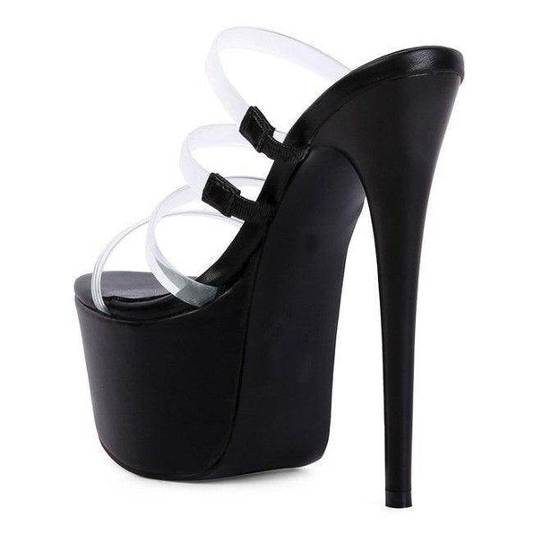 Shots Up Ultra High Heel Clear Straps Sandals - VacationGrabs