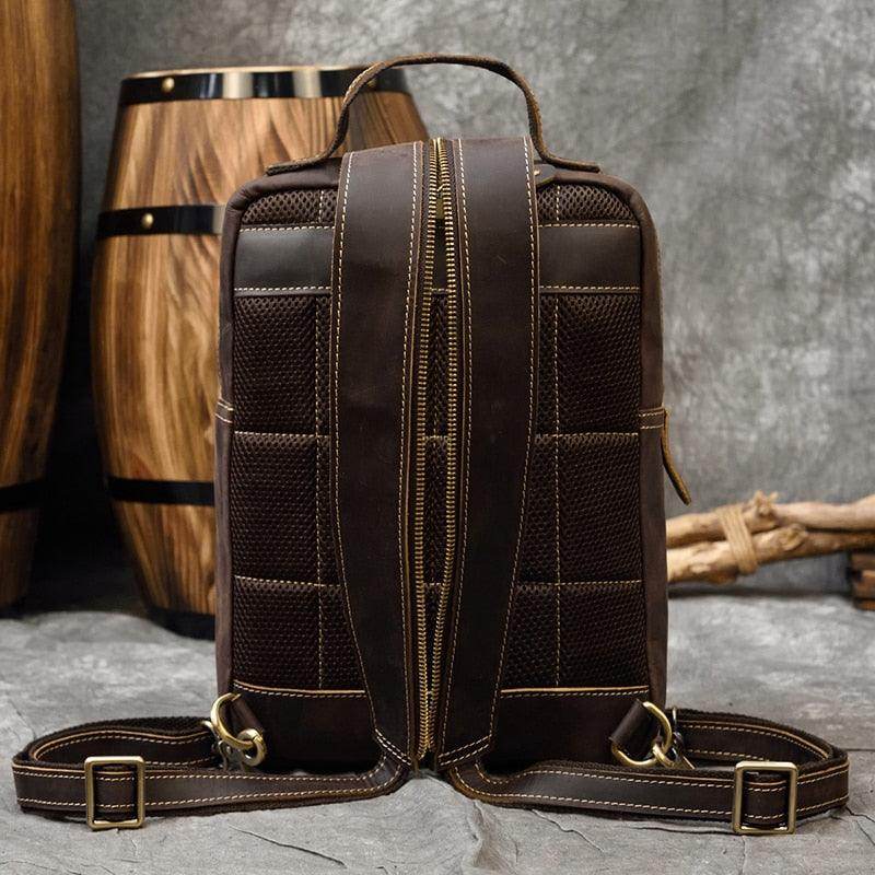 Stylish brown shoulder backpack for travel with padded straps and durable design