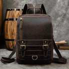 VacationGrabs brown leather shoulder backpack for travel with multiple compartments for organization