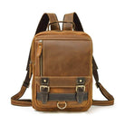 VacationGrabs shoulder backpack for travel in brown leather with multiple pockets and adjustable straps