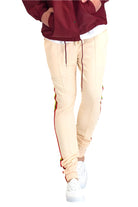 WEIV side taped track pants in beige with colorful side stripes for a stylish look