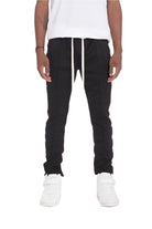 WEIV men's side taped track pants in black with adjustable drawstring and slim fit design
