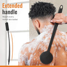Silicone back scrubber for men with extended handle for easy reach during shower