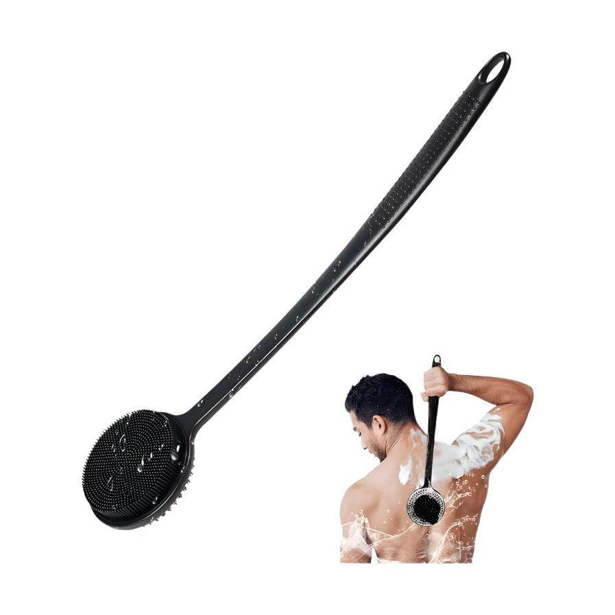 VacationGrabs silicone back scrubber for men with long handle and soft bristles for easy cleaning