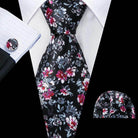 Silk Jacquard Floral Necktie Wedding Business Handkerchief - VacationGrabs