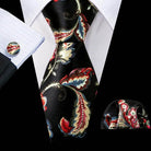 Silk Jacquard Floral Necktie Wedding Business Handkerchief - VacationGrabs