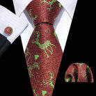 Silk Jacquard Floral Necktie Wedding Business Handkerchief - VacationGrabs