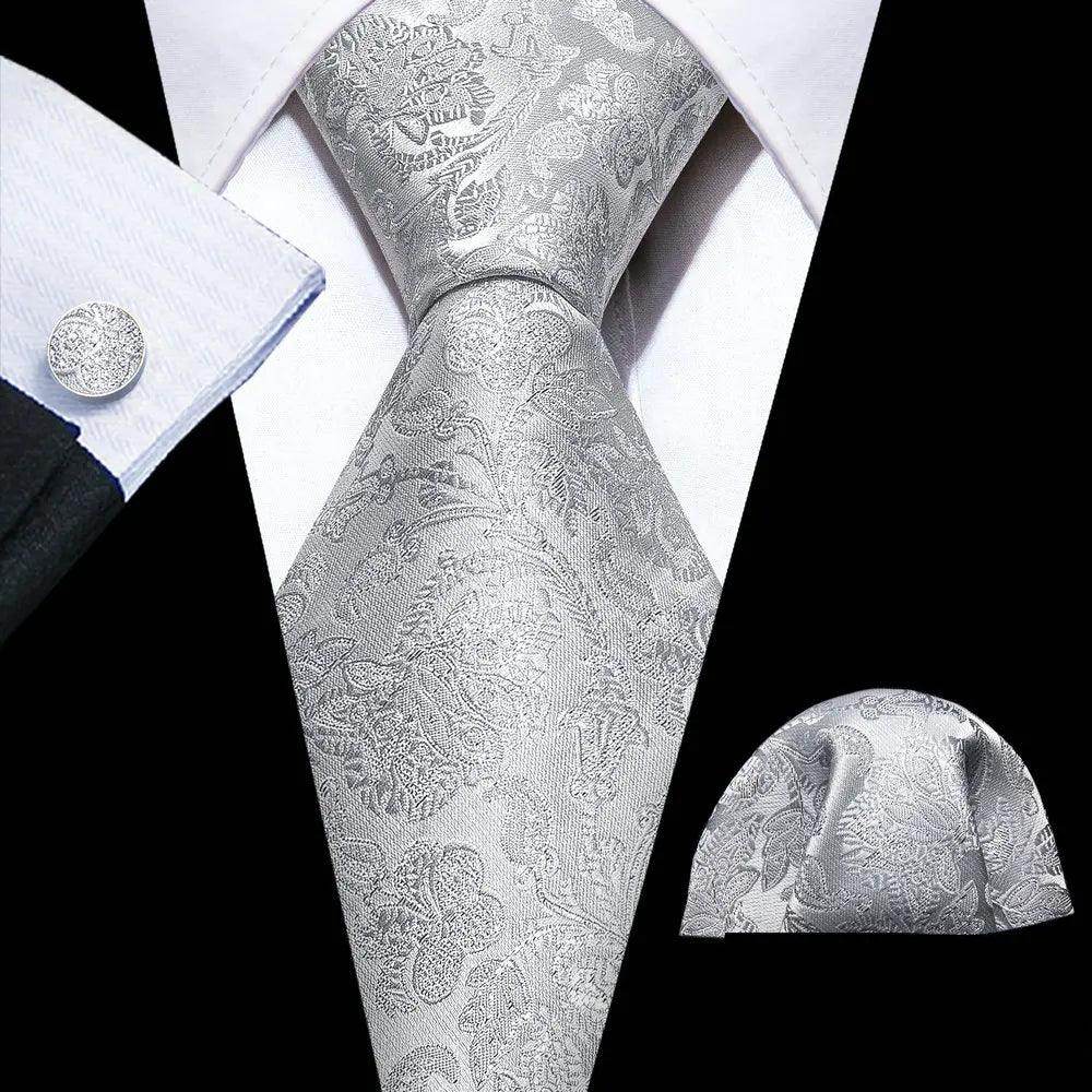 Silk Jacquard Floral Necktie Wedding Business Handkerchief - VacationGrabs