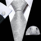 Silk Jacquard Floral Necktie Wedding Business Handkerchief - VacationGrabs