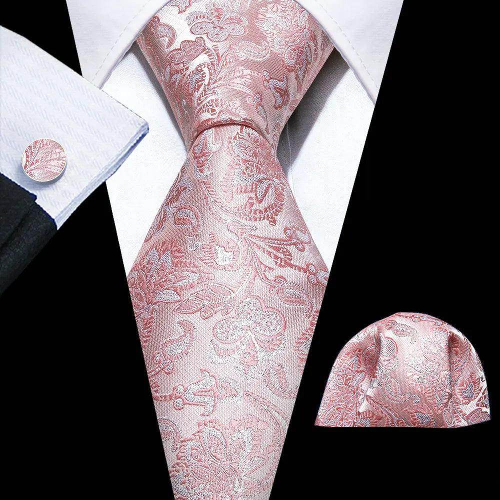 Silk Jacquard Floral Necktie Wedding Business Handkerchief - VacationGrabs