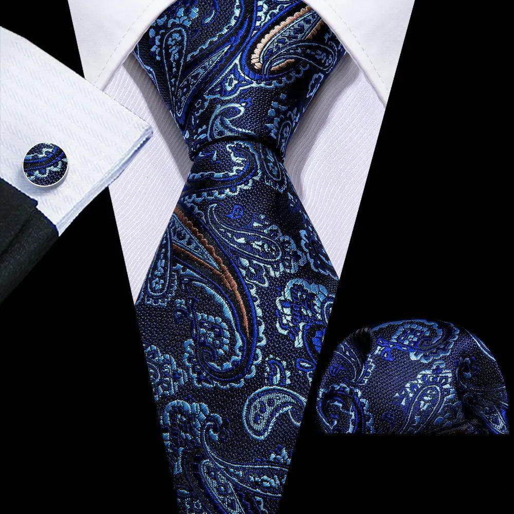 Silk Jacquard Floral Necktie Wedding Business Handkerchief - VacationGrabs