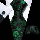 Silk Jacquard Floral Necktie Wedding Business Handkerchief - VacationGrabs