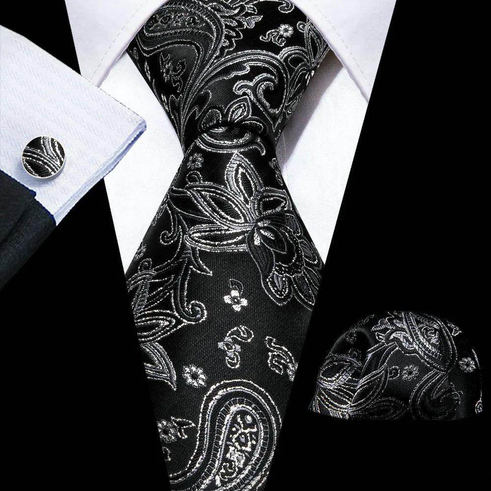 Silk Jacquard Floral Necktie Wedding Business Handkerchief - VacationGrabs