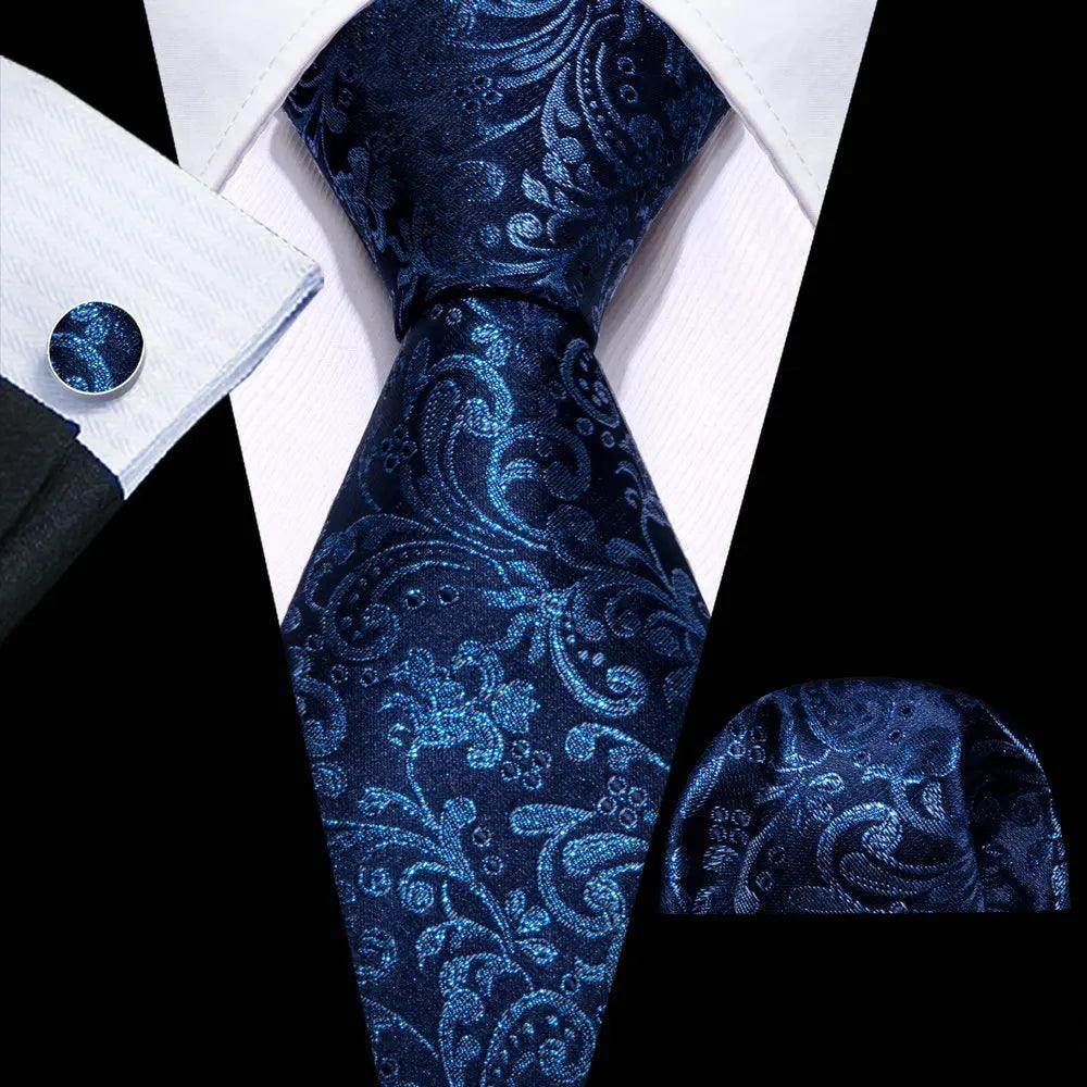 Silk Jacquard Floral Necktie Wedding Business Handkerchief - VacationGrabs